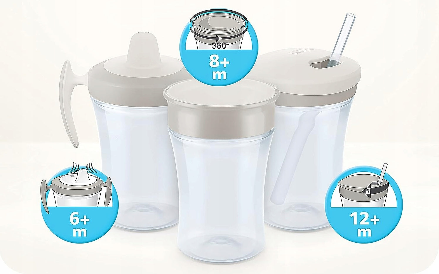 NUK Trainer Cup KUBEK NIEKAPEK ośmiornica 6 m+ 230 ml