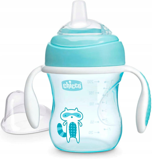 CHICCO Transition Cup hrnek nekapající s náustkem a držadly 200 ml 4 m+