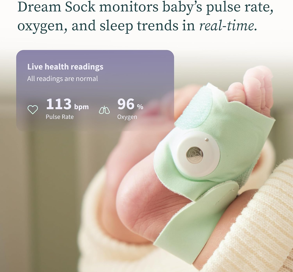 OWLET DREAM SOCK παλμογράφος παλμικό οξύμετρο 2 σε 1 για βρέφη 0–18 μηνών