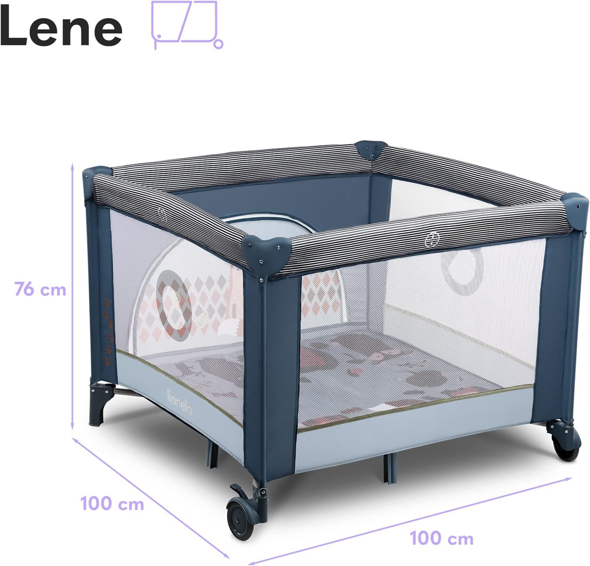 LIONELO FIE παιδικό κρεβατάκι ταξιδιού πάρκο 100 x 100 cm έως 15 kg