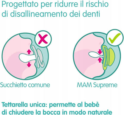 Suzetă ortodontică din silicon MAM Supreme Night 0-6m