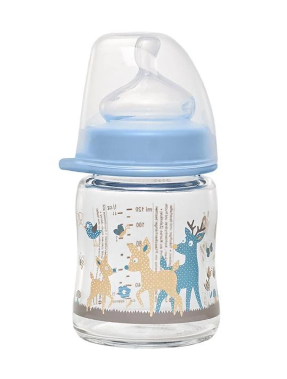 NIP szklana butelka ze smoczkiem rozmiar S wolny przepływ 120 ml ACTIFLEX