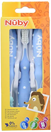Nuby ID754 σετ οδοντόβουρτσων μπλε x3