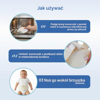 BABYJEM ζώνη με θερμοφόρα από κουκούτσια κερασιού λευκή