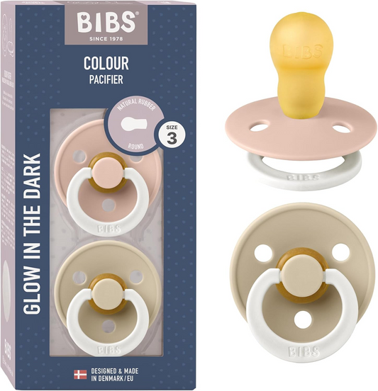 Πιπίλες BIBS COLOUR GLOW 2τμχ από φυσικό καουτσούκ 18-36 μηνών ΦΩΤΕΙΝΕΣ