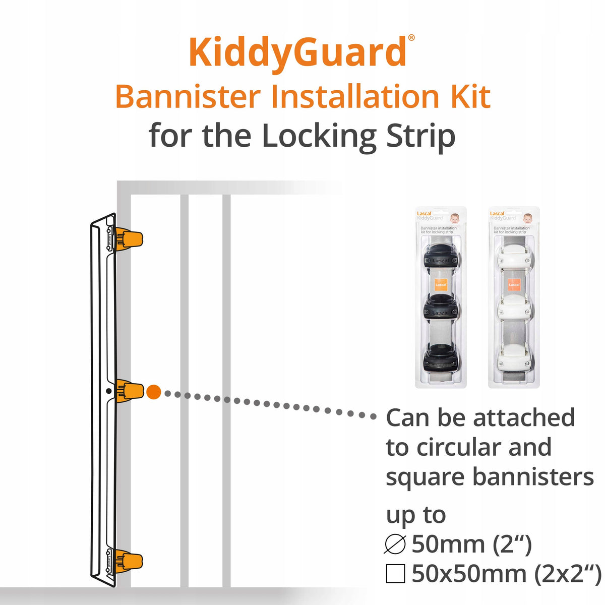 LASCAL KiddyGuard Σετ για κιγκλιδώματα σκάλας για λωρίδα ασφάλισης 14-50 mm