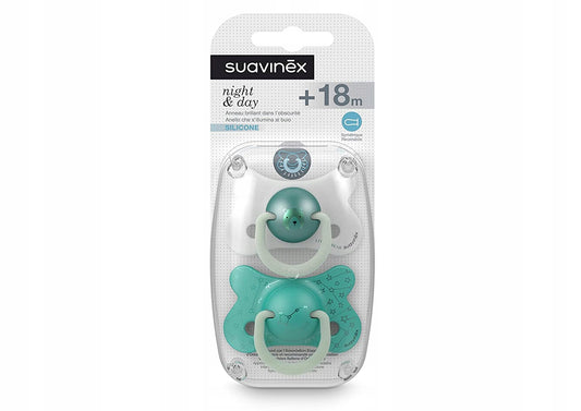 SUAVINEX πιπίλες Day&Night x2 σιλικόνης 18μ+ ΦΩΤΙΖΟΥΝ ΣΤΟ ΣΚΟΤΑΔΙ