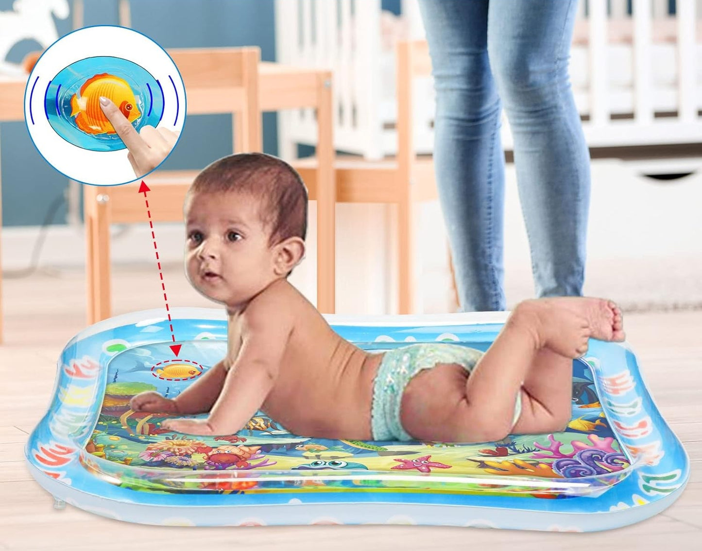 GARNHLOB water mat for tummy time, 75 x 95 cm, SEA CREATURES
