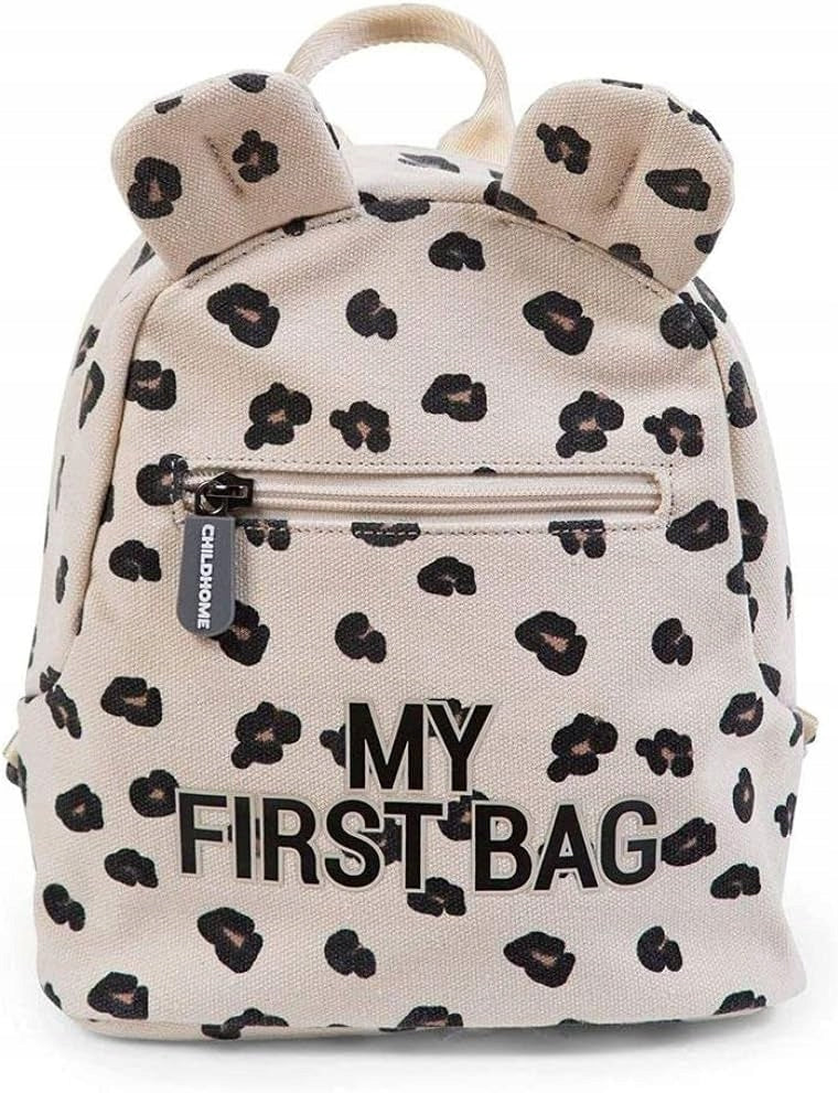 CHILDHOME My First Bag PLECAK dla dzieci LEOPARD beżowy, wodoodporny plecak dziecięcy z regulowanymi paskami i komorami