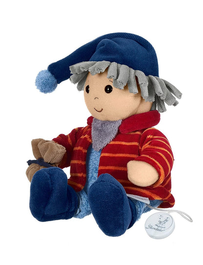 STERNTALER Sandmann przytulanka z pozytywką 23 cm "N. niebiesko-czerwona maskotka dla dzieci od urodzenia