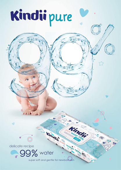 KINDII Pure Water 99 chusteczki nawilżane wodą x60