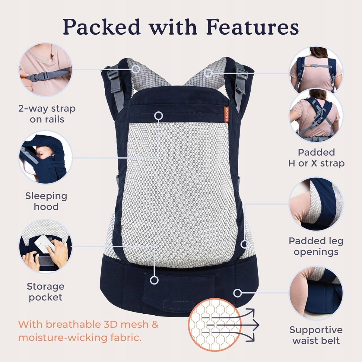 BECO TODDLER μάρσιπος πόρπης 9-27kg 3d mesh