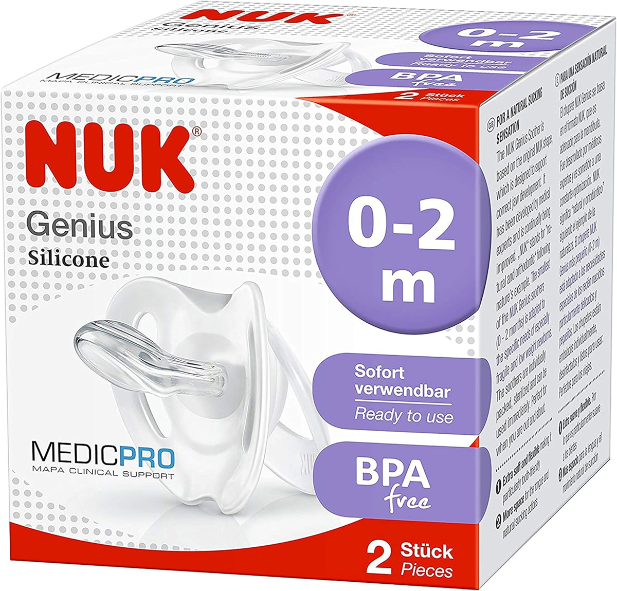 NUK Genius Medic Pro πιπίλα x2 0-2 μηνών