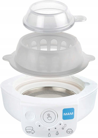 MAM sterylizator podgrzewacz 6w1 + butelka, elektryczny biało-szary z butelką Easy Start 160 ml