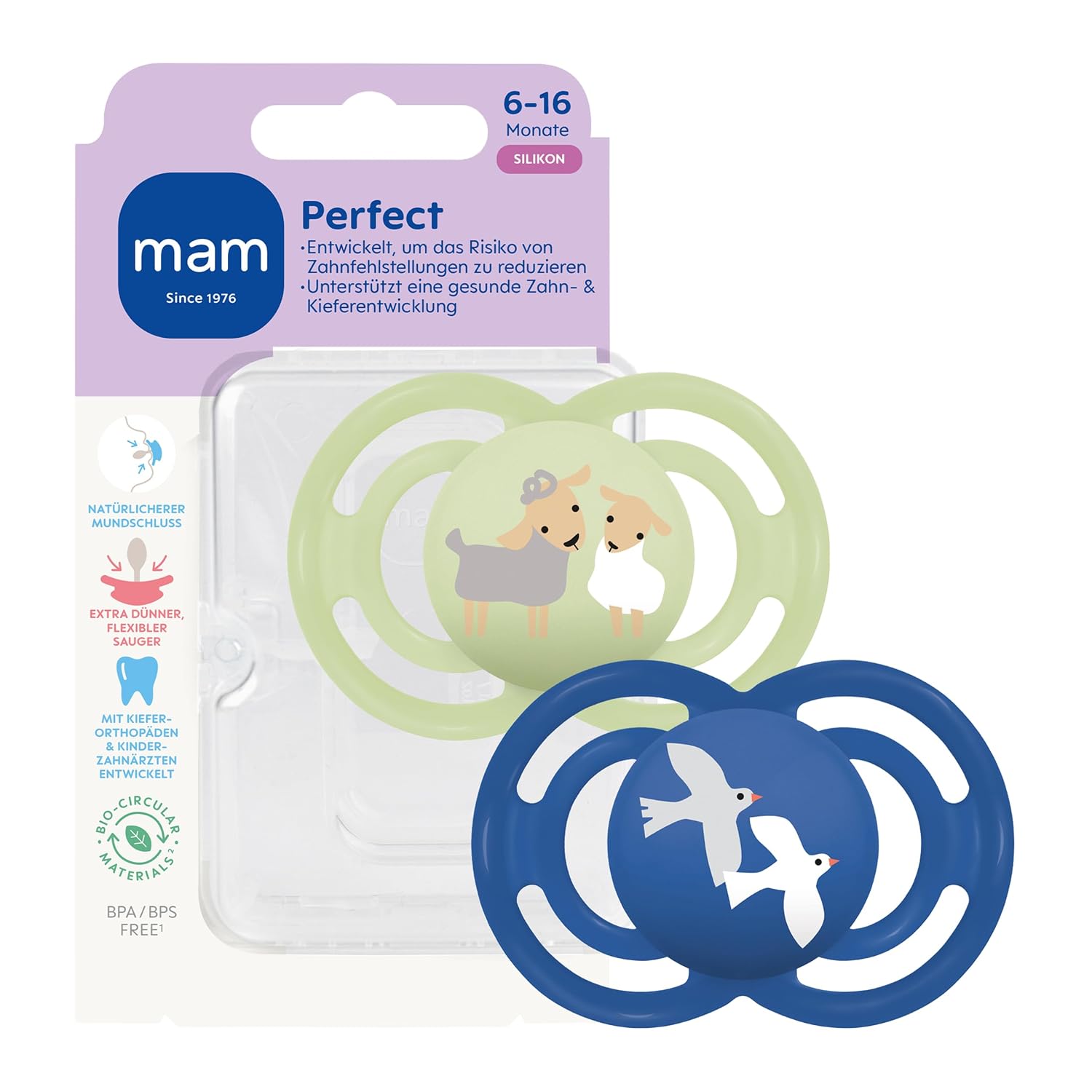 MAM Perfect smoczek uspokajający silikonowy 6-16 m x2