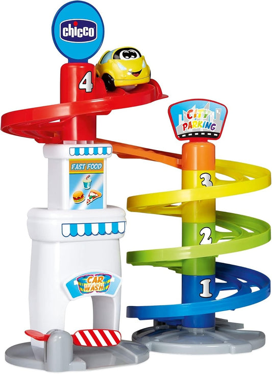 CHICCO vícepatrové parkoviště 37 cm + auto Turbo Ball