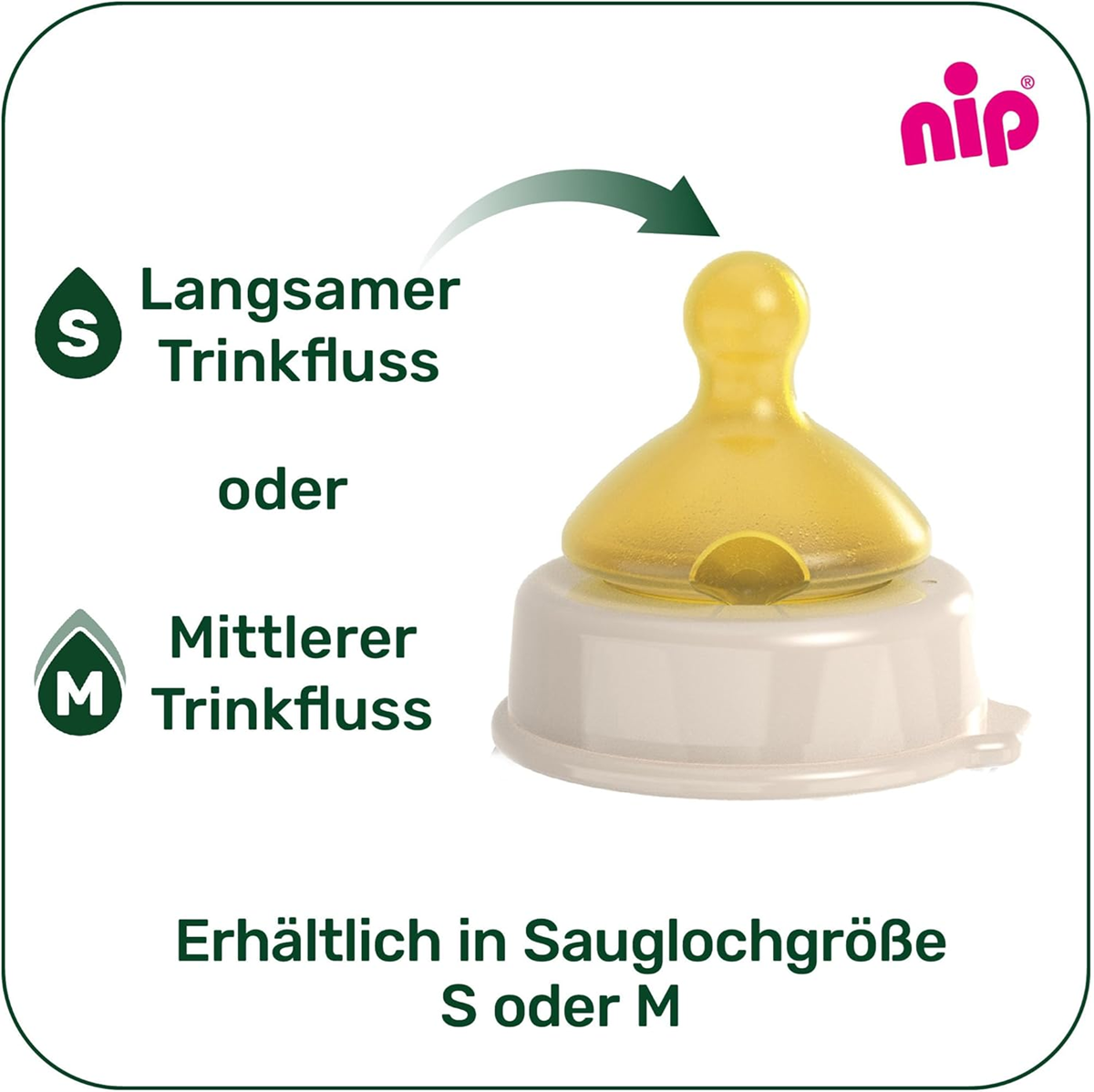NIP Cherry Green πιπίλα μπιμπερό M 0+ x2 LATEX