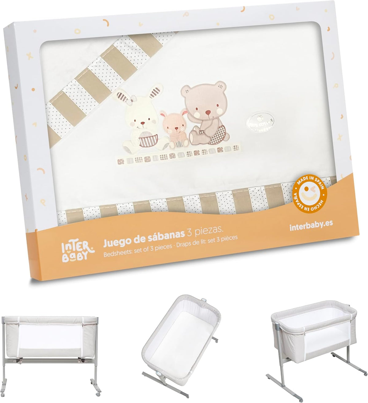 INTERBABY σετ σεντόνια για λίκνο 110x82 / 50x80 / 50x30