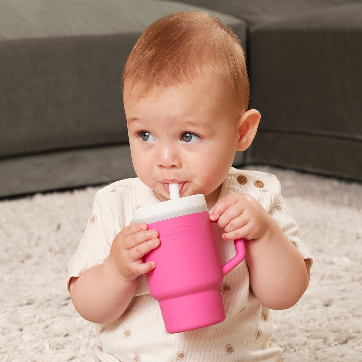 INFANTINO My 1st Tumbler σιλικόνιο εκπαιδευτικό ποτηράκι με στόμιο 266 ml 6+ μηνών