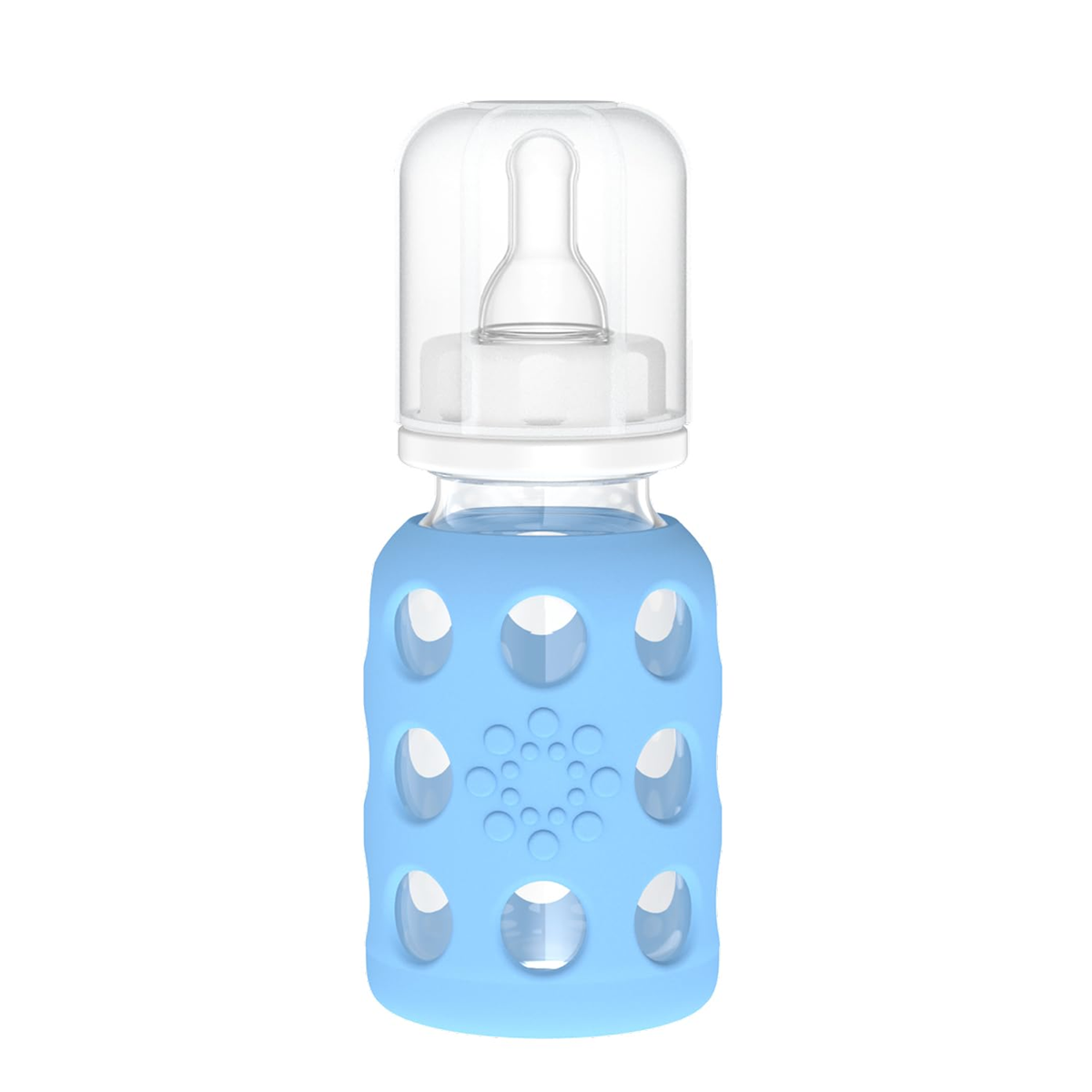 LifeFactory γυάλινο μπουκάλι με θήκη 120 ml 3 μηνών+ θηλή 1