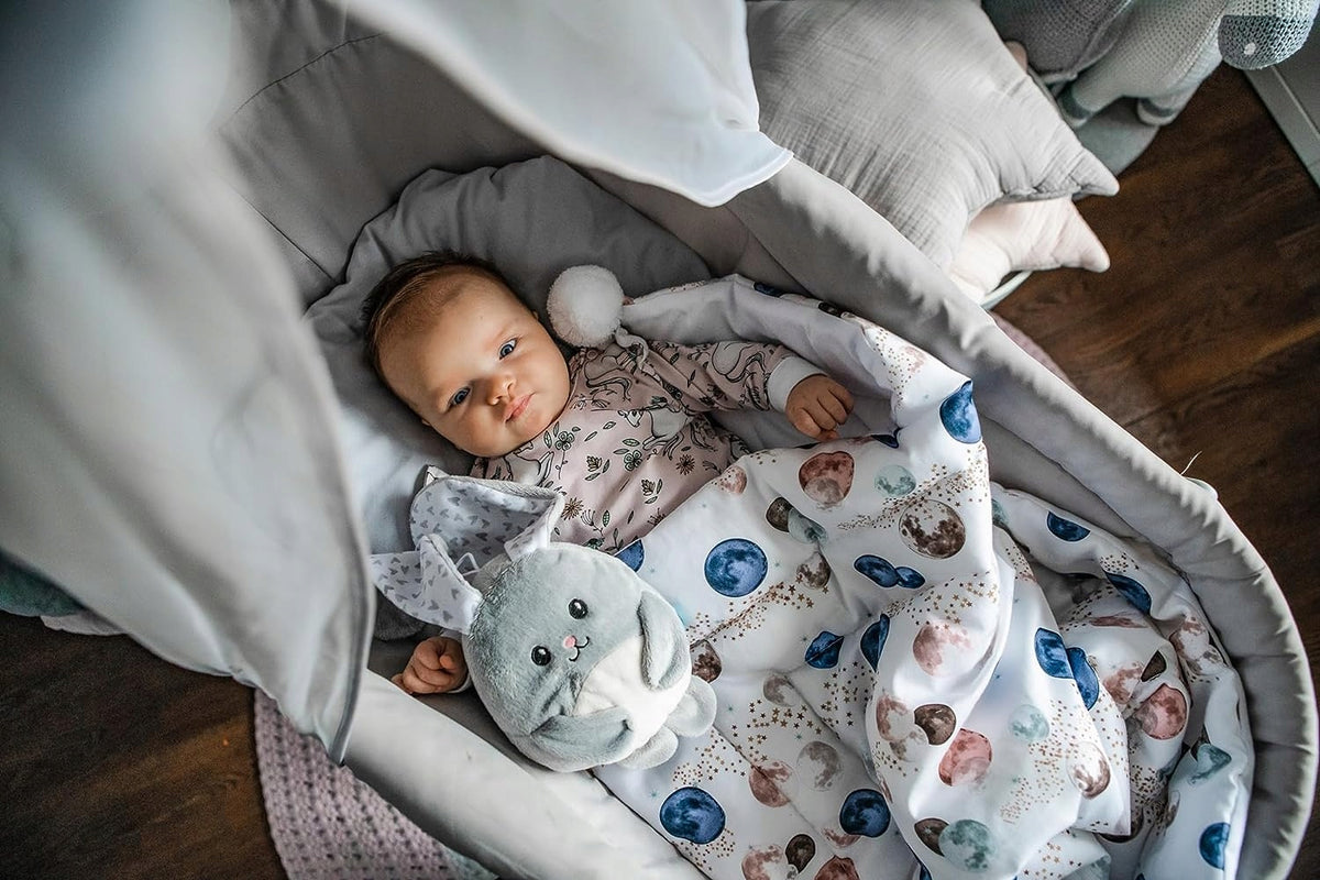 MyHummy szumiś przytulanka KRÓLIK 17 cm, szary króliczek z białym szumem dla niemowląt 0+