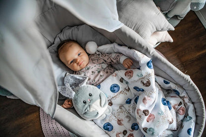 MyHummy szumiś przytulanka KRÓLIK 17 cm, szary króliczek z białym szumem dla niemowląt 0+