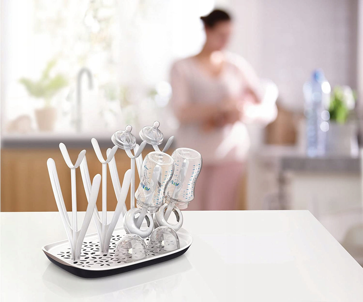 PHILIPS AVENT suszarka do butelek i akcesoriów biała z tacką ociekową i miejscem na butelki oraz smoczki