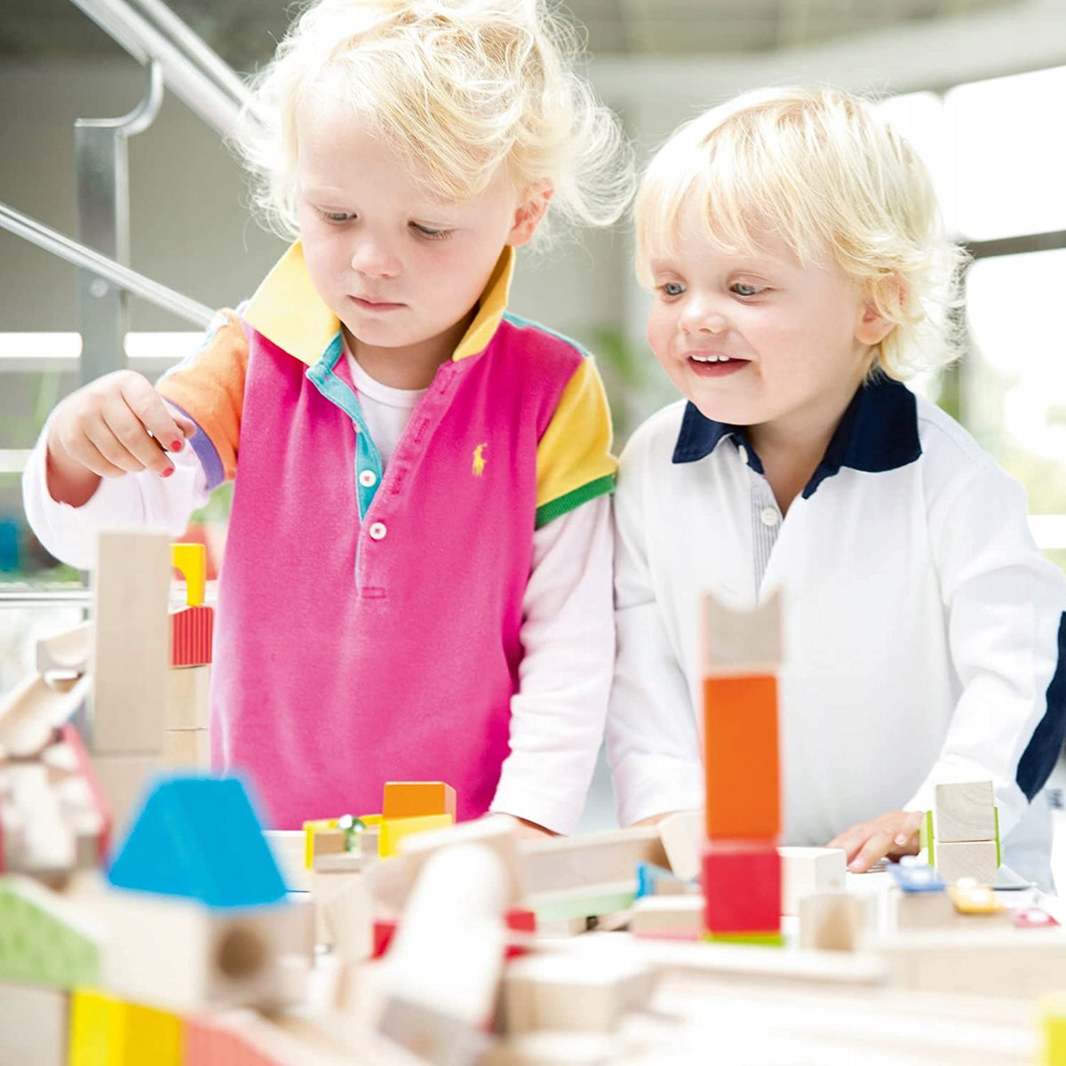 ROBA kulodrom klocki drewniane 100el. kolorowy drewniany tor kulkowy dla dzieci