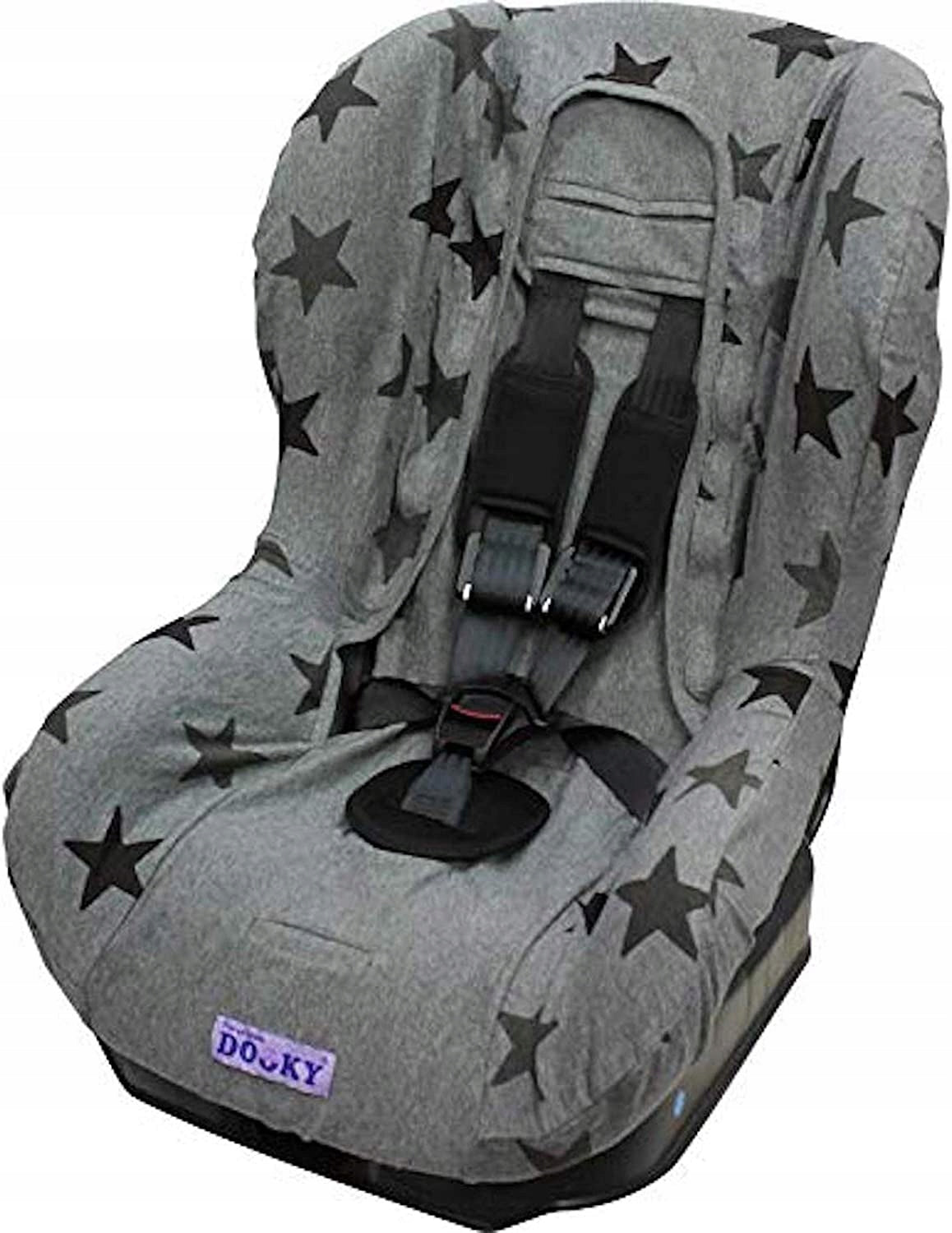 DOOKY SEAT COVER 1 pokrowiec na fotelik UNIWERSALN. szary z gwiazdkami, pokrowiec na fotelik grupy 1