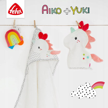 FEHN Aiko&Yuki zawieszka z grzechotką i chwytakiem do wózka, fotelika, kolorowa zawieszka sensoryczna dla niemowląt
