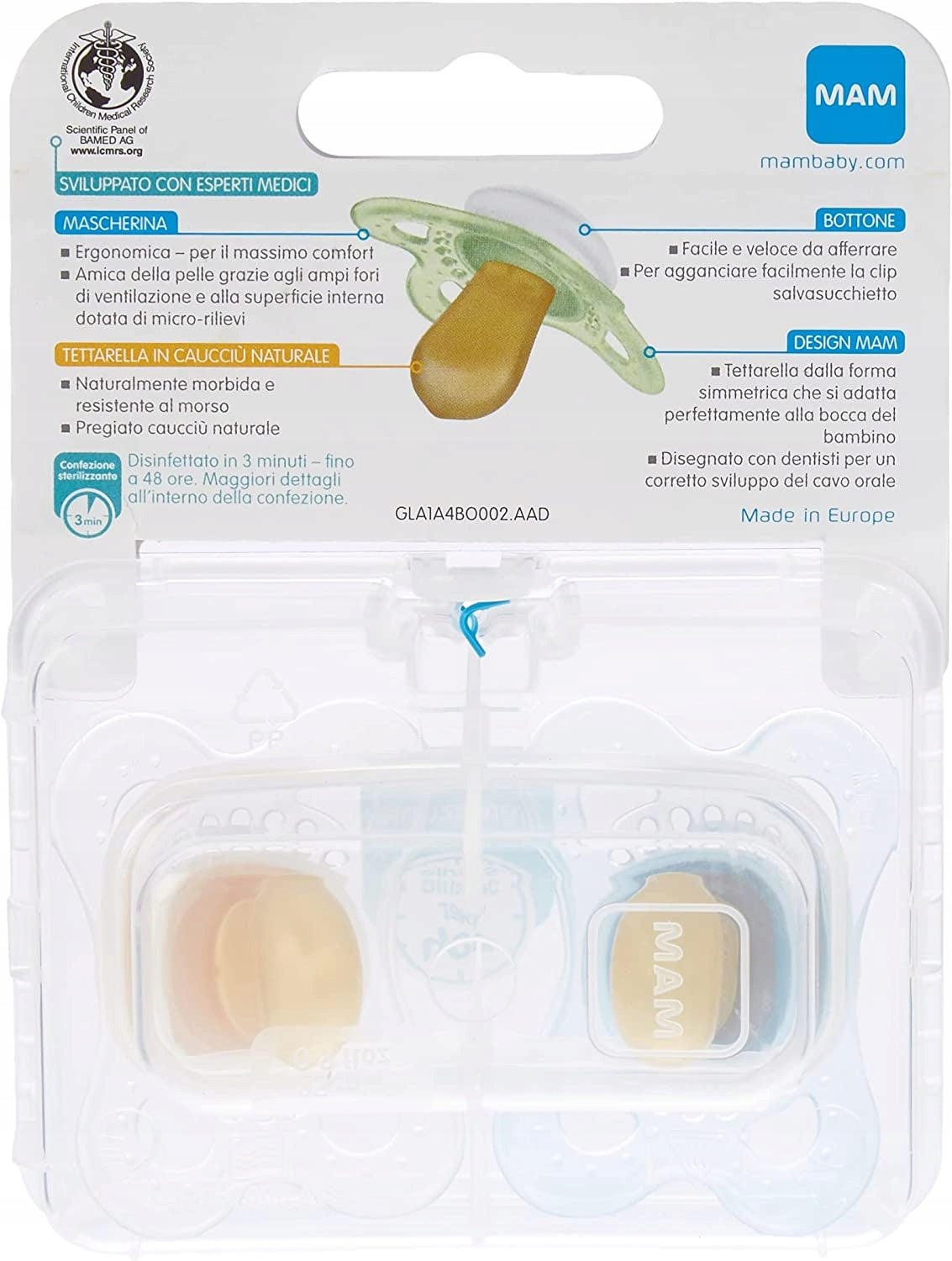 MAM ORIGINAL smoczek uspokajający 2-6m box steryli KAUCZUK