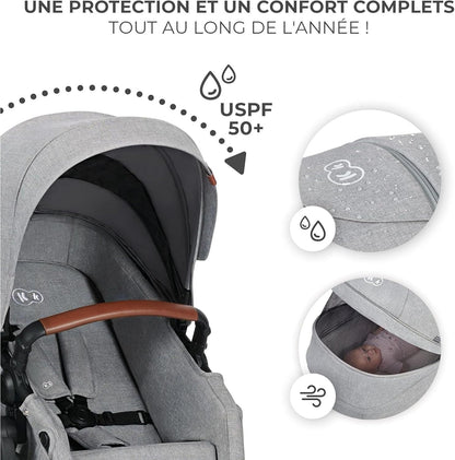 KINDERKRAFT B-TOUR 3 σε 1 πολυλειτουργικό καρότσι έως 22kg + κάθισμα MINK PRO