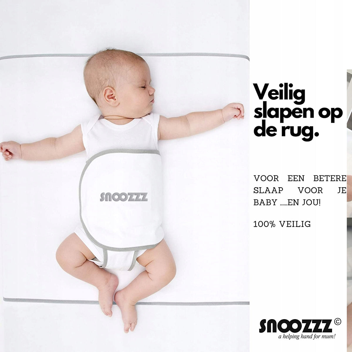 SNOOZZZ pozycjoner snu wspomaganie przy refluksie, biały, 100% bawełna, bezpieczny sen dziecka na plecach
