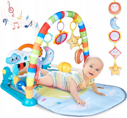 WYSWYG mata edukacyjna +zabawki PIANINO, kolorowa mata sensoryczna dla niemowląt 0+ z pianinkiem i zawieszkami