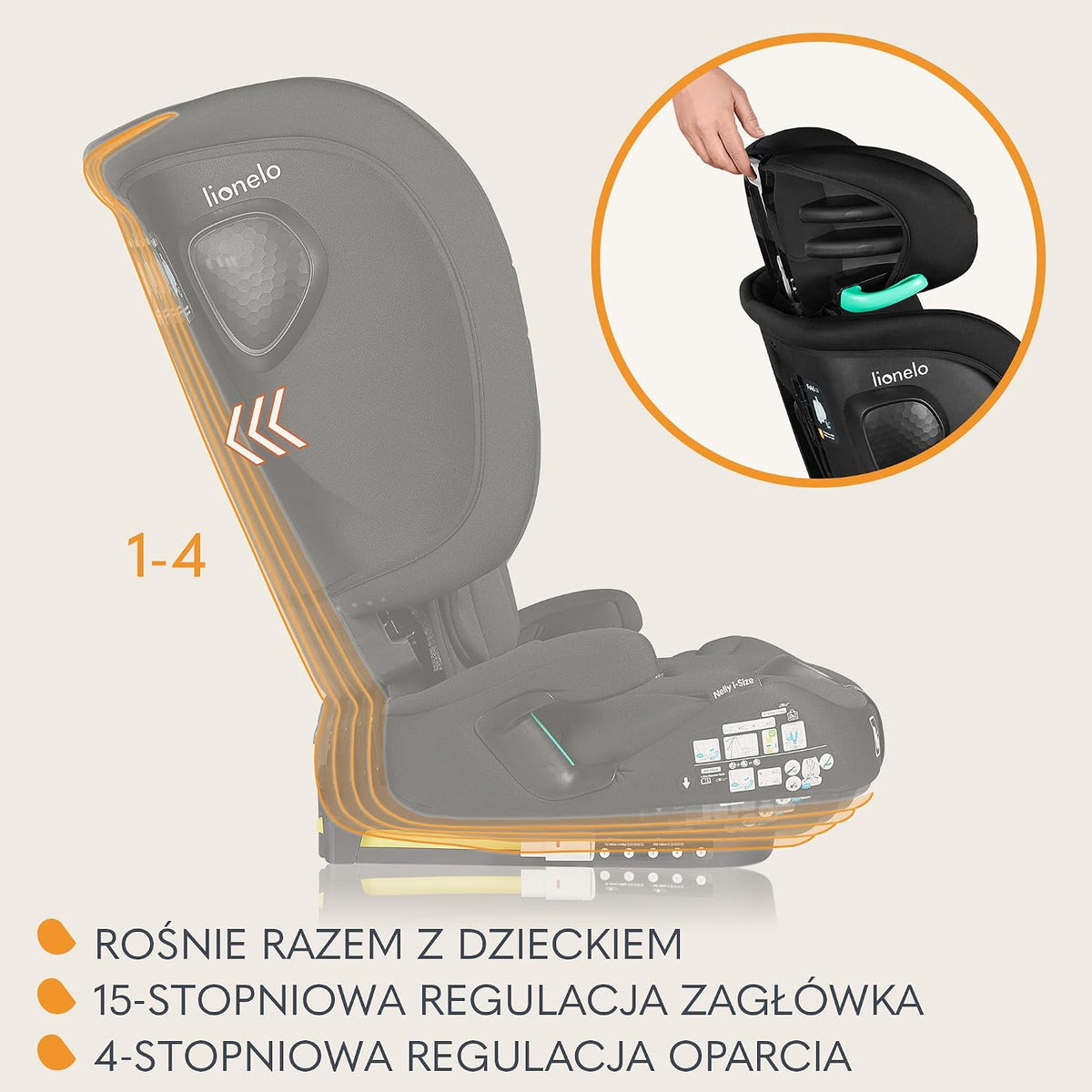 LIONELO NELLY i-Size παιδικό κάθισμα αυτοκινήτου 76-150cm με ISOFIX