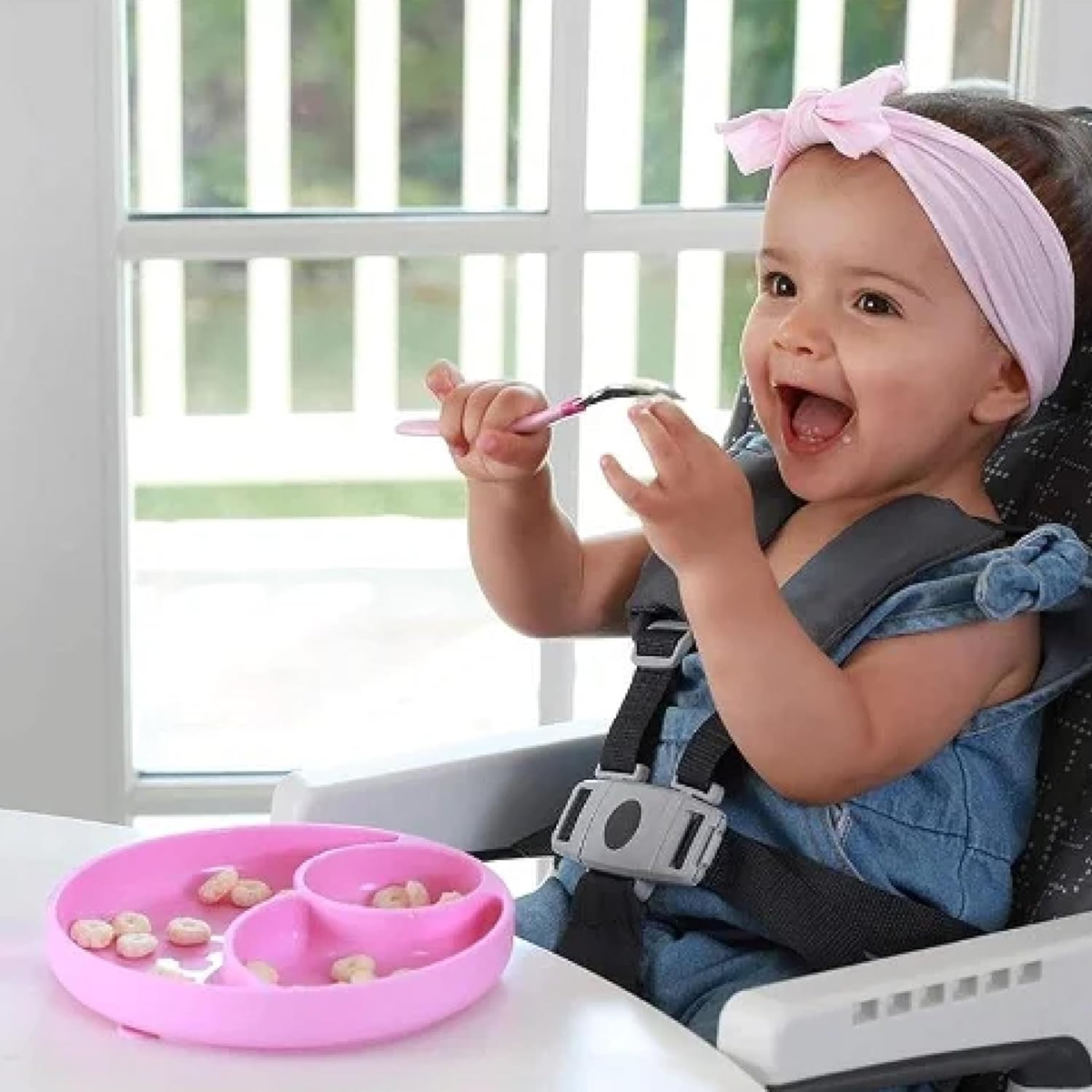 CHICCO Easy Menu farfurie din silicon cu trei compartimente și ventuză, 12 luni+