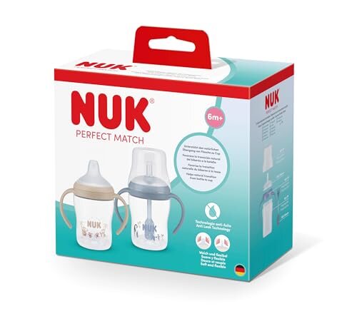 NUK Perfect Match szívószálas poharak, 2×150 ml, 6 hónapos kortól