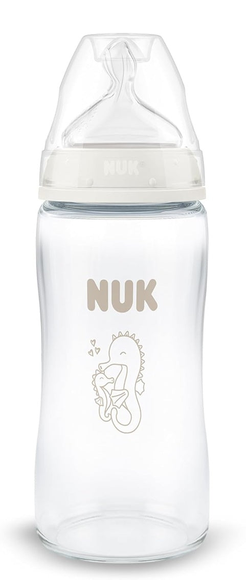 NUK First Choice butelka szklana 240 ml smoczek M 3 m+ KONIK MORSKI