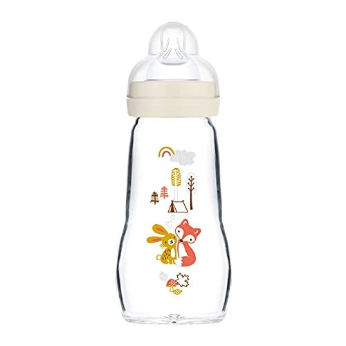 MAM Feel Good 260 ml – szklana butelka z motywem królika i lisa