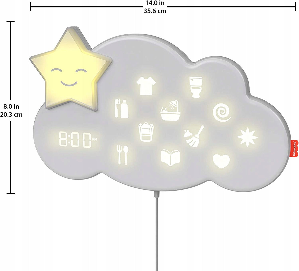 FISHER-PRICE Lumalou CHMURKA uspokajacz asystent, interaktywna lampka ścienna w kształcie chmurki ze świecącą gwiazdką