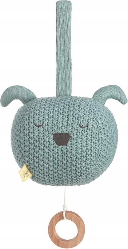 LASSIG Little Chums jucărie de pluș tricotată cu cutie muzicală CÂINE
