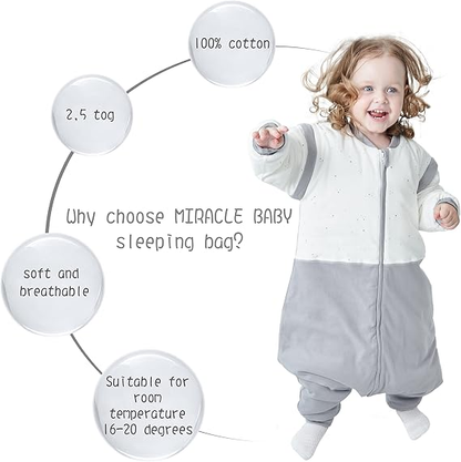 MIRACLE BABY gigoteuse d'hiver 2,5 TOG 90 manches amovibles
