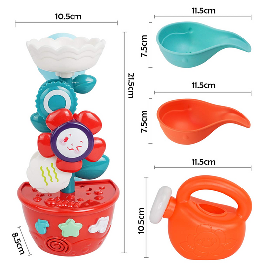 MOZOOSON juguete de baño flor 21,5 cm + regadera y embudos para bebés