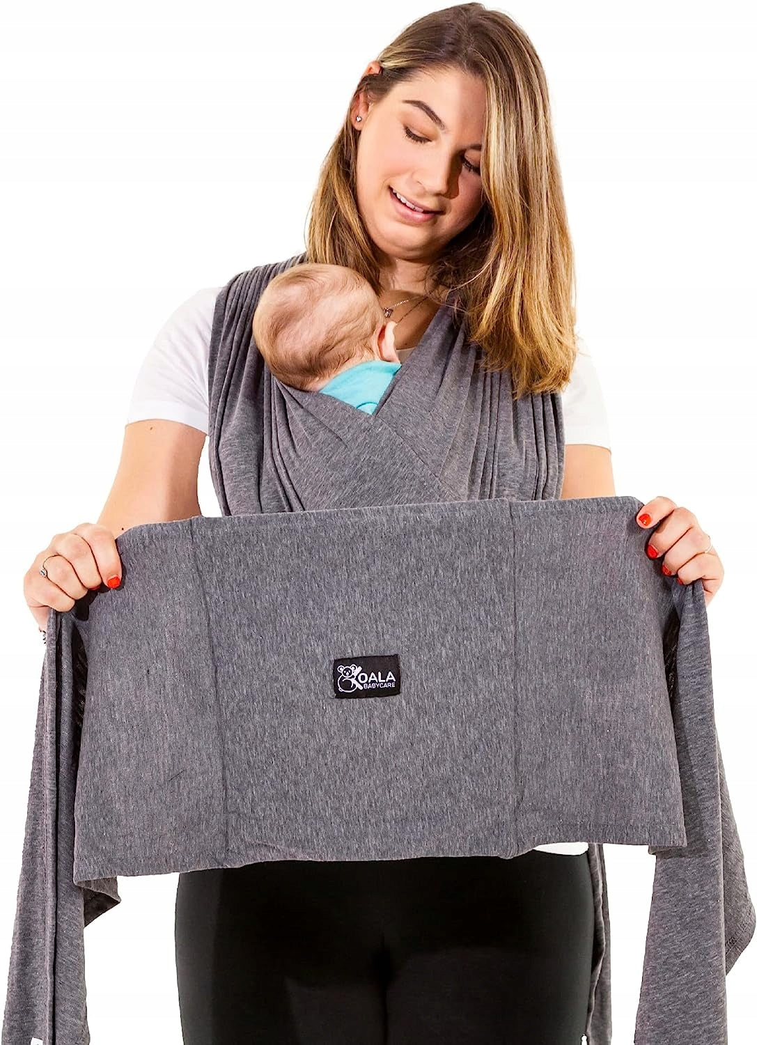 KOALA BABYCARE chusta do noszenia dziecka 2w1, szara, dla noworodka 0m+