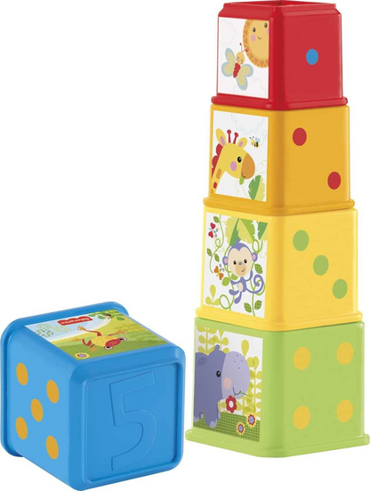 FISHER-PRICE Stack & Explore Blocks cuburi de dimensiuni diferite, 5 bucăți