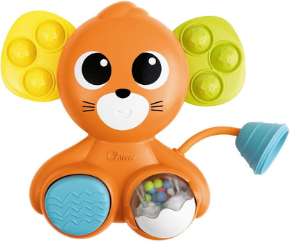 CHICCO αισθητηριακό ποντικάκι με κουδουνίστρα και σφυρίχτρα Pop It 18 x 19 cm