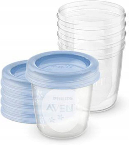 PHILIPS AVENT pojemniki na żywność x5 180ml, niebieskie, szczelne, BPA free, do mrożenia i przechowywania