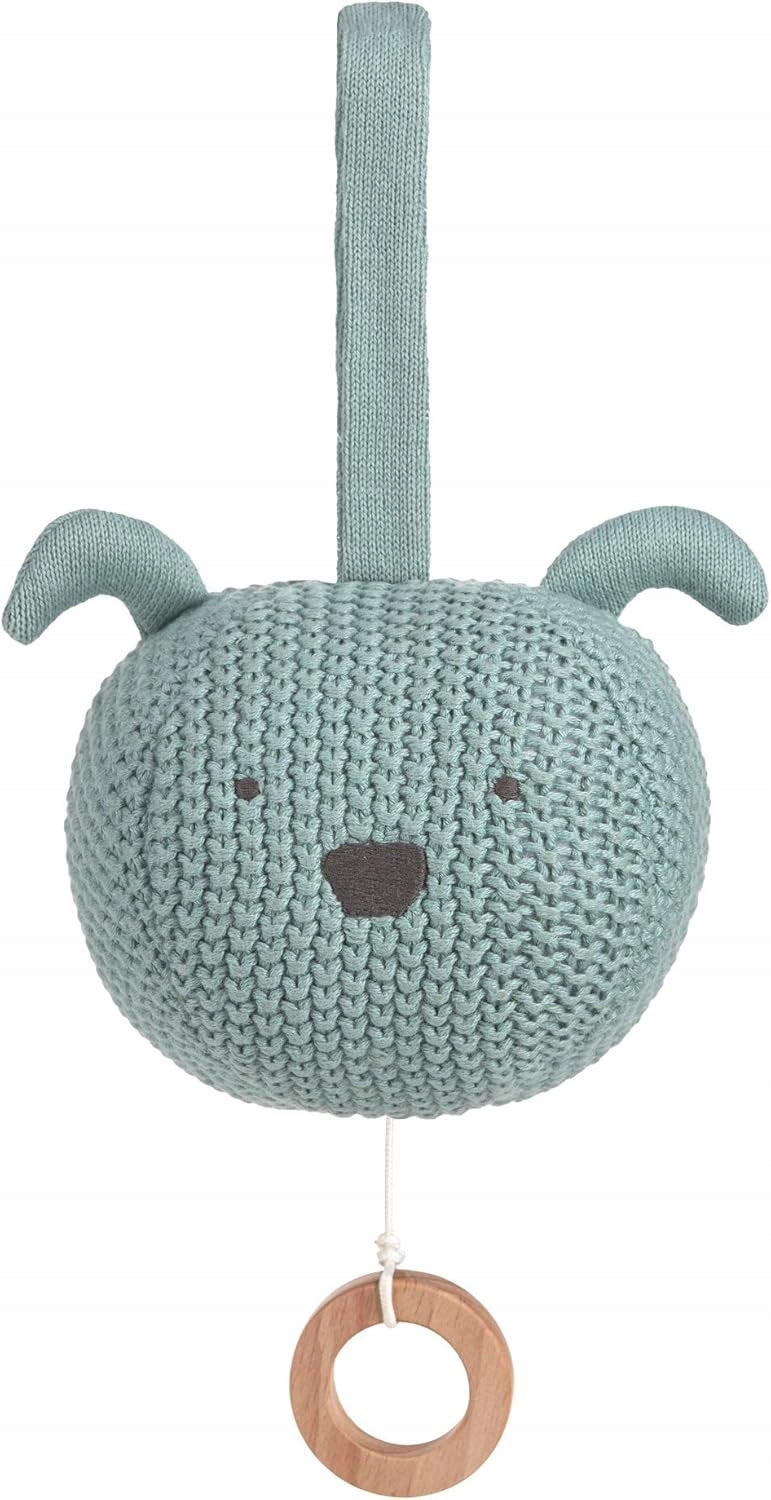 LASSIG Little Chums jucărie de pluș tricotată cu cutie muzicală CÂINE