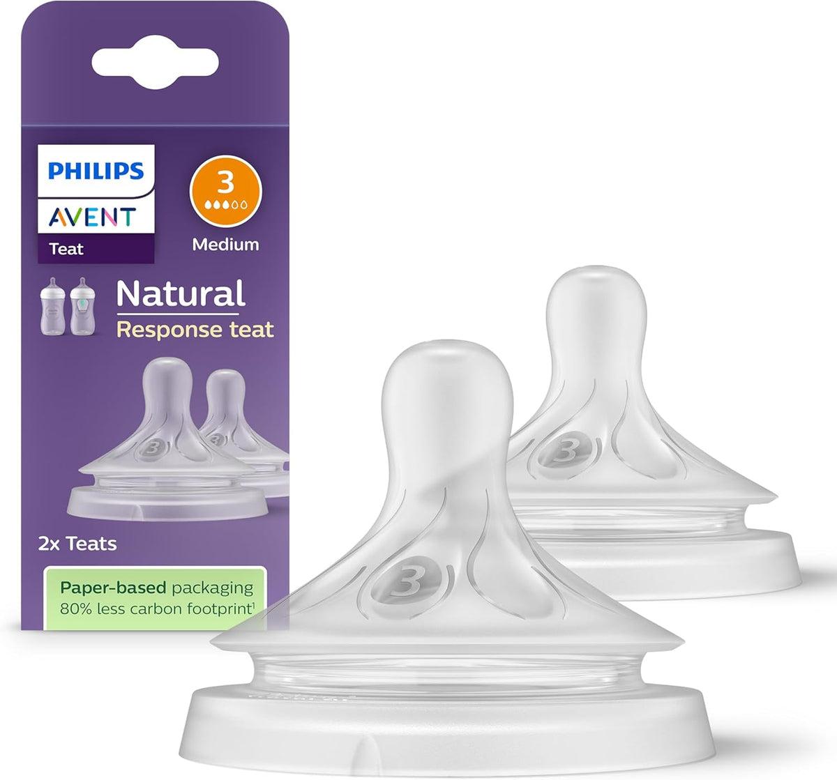 Philips Avent Natural Response θηλή μπιμπερό (3) 1m+ x2