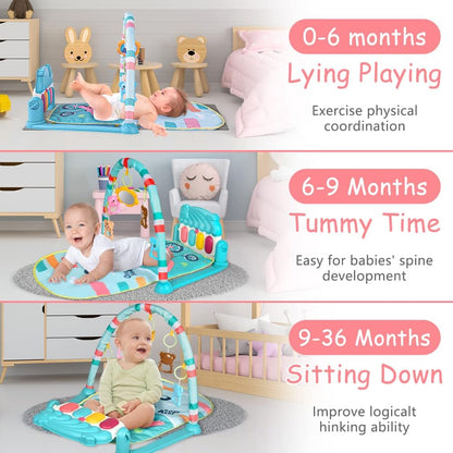 AOMIG MATA edukacyjna z pianinkiem 0-36 msc. mata dla niemowląt 0-36 miesięcy, leżenie, tummy time, siedzenie